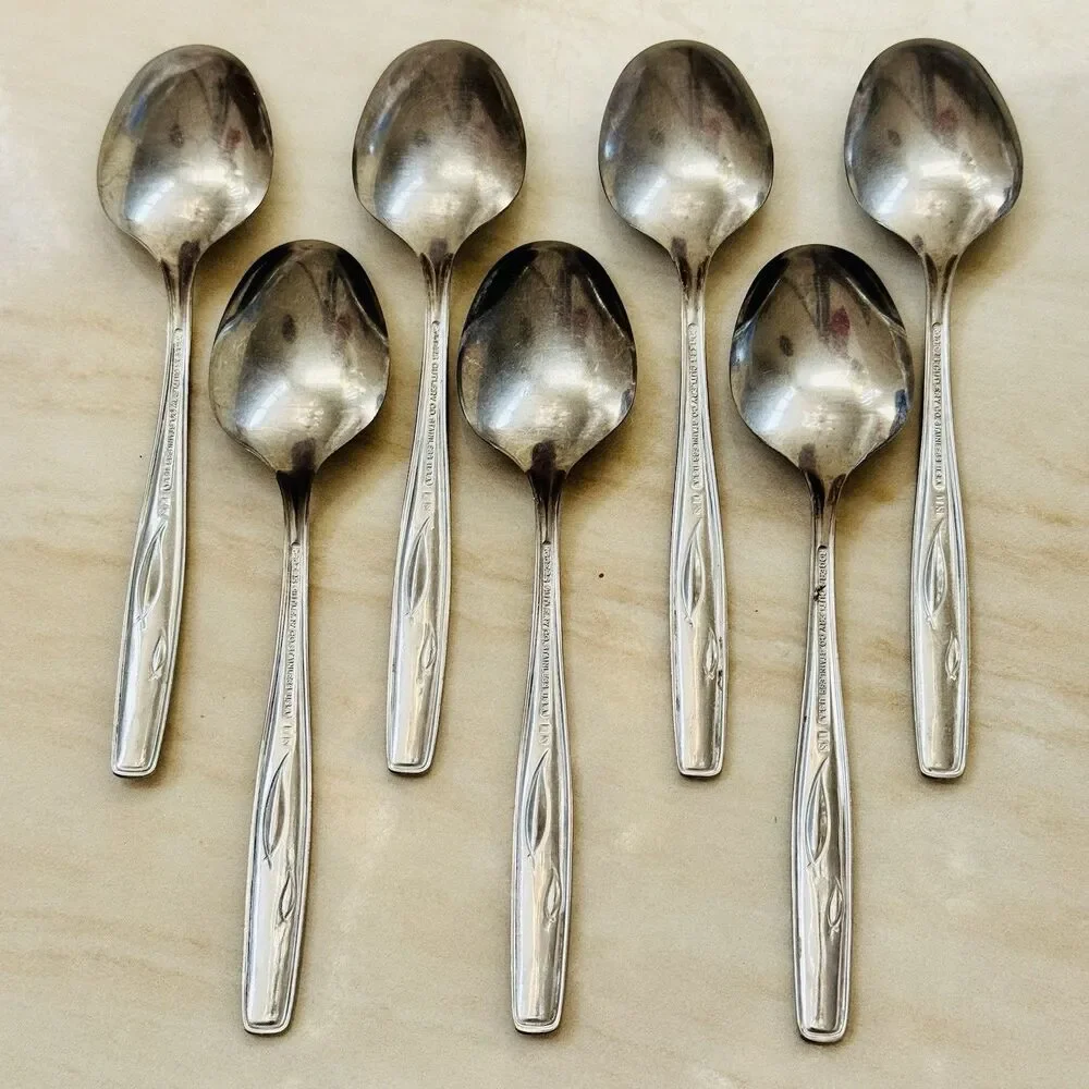 7pc INTERNATIONAL Whispering Leaves-Autumn Leaf Stainless Teaspoons 5 5/8”